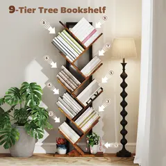 HOMCOM Eight-Section Tree Bookcase - Wood-Effect - 4