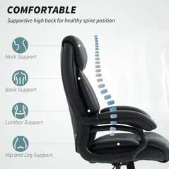 HOMCOM Executive Office Chair with Spring Padding - Black - 4