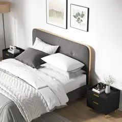 HOMCOM Elegant Two-Drawer Bedside Table Set of 2 - Black - 2