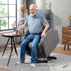 HOMCOM Electric Rise/Recline Armchair, with Reading Light - Grey - 2