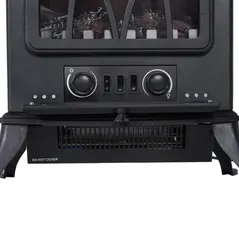 HOMCOM Electric Stove Heater with Realistic Flame Effect, 2000W Portable Indoor Freestanding Electric Fireplace with Adjustable Thermostat, Black - 9