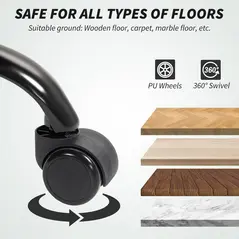 HOMCOM Double Padded Linen-Look Office Chair - Charcoal Grey - 7