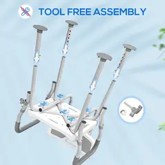 HOMCOM EVA Padded Shower Chair for the Elderly and Disabled, Height Adjustable Shower Stool with Back and Arms, 4 Suction Foot Pads, Light Grey - 6