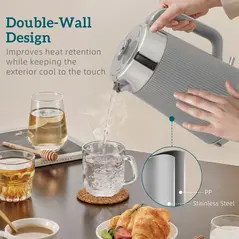 HOMCOM Electric Stainless Steel Kettle and Toaster Set, 3000W 1.7L UK Strix Thermostat Fast Boil Kettle w/ Limescale Filter, Cool Touch Body, 4 Slice Toaster with 7 Browning Levels, Crumb Tray, Taupe - 5