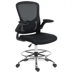 HOMCOM Draughtsman Chair, with Adjustable Lumbar - Black - 1