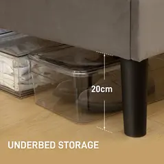 HOMCOM Double Bed Frame, with Velvet-Feel Headboard - Grey - 7