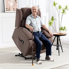 HOMCOM Eight-Point Massage Electric Lift Chair - Dark Brown - 2