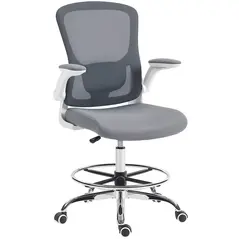 HOMCOM Draughtsman Chair, with Adjustable Lumbar - Charcoal Grey - 1