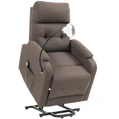HOMCOM Electric Rise/Recline Armchair, with Reading Light - Brown - 1