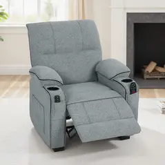 HOMCOM Electric Massage Recliner Armchair with Vibration, Heat, Whisper-Quiet Motor, Memory Function, Velvet Power Reclining Chair with Spring Pack, USB Port, Footrest, Side Pocket, Cup Holders, Grey - 9