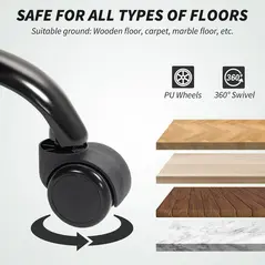 HOMCOM Double Padded Linen-Look Office Chair - Light Grey - 7