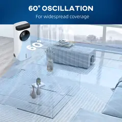 HOMCOM Evaporative Air Cooler, 6.5L 4-in-1 Bladeless Portable Cooler, Fan, Humidifier, Air Clean Anion with Oscillation, 6 Speeds, 24H Timer, Sleep Mode, 2 Ice Packs, Wheels, Remote, for Home Office - 7