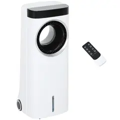 HOMCOM Evaporative Air Cooler, 6.5L 4-in-1 Bladeless Portable Cooler, Fan, Humidifier, Air Clean Anion with Oscillation, 6 Speeds, 24H Timer, Sleep Mode, 2 Ice Packs, Wheels, Remote, for Home Office - 1