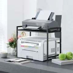 HOMCOM Expandable Microwave Oven Rack with 3 Hooks - Black - 7