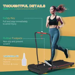 HOMCOM Foldable Walking Machine Treadmill 1-6km/h with LED Display & Remote Control Exercise Fitness for Home Office - 7