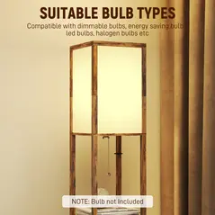 HOMCOM Floor Lamp with Shelves, 4 Layer Standing Lamp with USB Ports, 3 Colour Temperature, Rustic Brown - 7