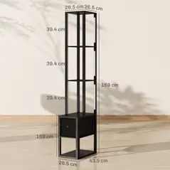 HOMCOM Floor Lamp with Shelves, LED Column Modern Standing Lamp with Fabric Drawer, Adjustable Brightness, Foot Switch for Living Room, Bedroom, Office, Black - 3