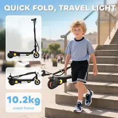 HOMCOM Foldable Electric Scooter, with LED Headlights, for Ages 7-14 Years, Black - 6