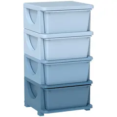 HOMCOM Four-Tier Kids Storage Boxes, with Four Drawers - Blue - 1