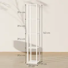 HOMCOM Floor Lamp with Shelves and 3 Brightness Levels - White - 3