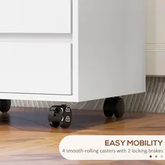 HOMCOM Four-Drawer Office Filing Cabinet, with Wheels - White - 5