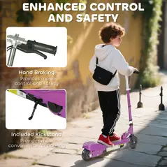 HOMCOM Foldable Electric Kids Scooter, Ride-on for Ages 7-14 Years, Purple - 7