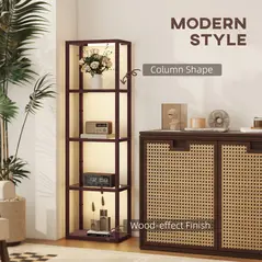 HOMCOM Four-Shelf Floor Lamp - Dark Brown - 8