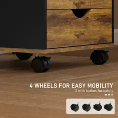 HOMCOM Five-Drawer Filing Cabinet - Rustic Brown - 5