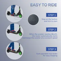 HOMCOM Folding Electric Scooter with Brake, for Ages 6+ Years, 8km/h Maximum Speed, Green - 5