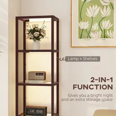 HOMCOM Four-Shelf Floor Lamp - Dark Brown - 4
