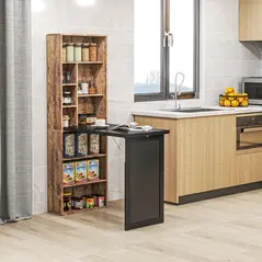 HOMCOM Folding Desk with Blackboard Multi-function Computer Office Workstation Side Shelf for Home Office, Rustic Brown - 8