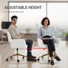 HOMCOM Faux Fur Rabbit Chair - Cream White - 7