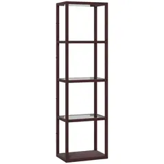 HOMCOM Four-Shelf Floor Lamp - Dark Brown - 1