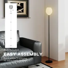 HOMCOM Flower Floor Lamp for Living Room, 3D Printed Modern Standing Lamp with Rose Shade, 3 Colour Temperature & Foot Switch, Minimalist Tall Pole Lampshade for Bedroom, Office, White - 7