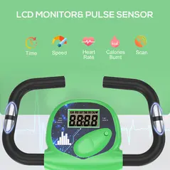 HOMCOM Folding Exercise Bike, Fitness Bicycle Indoor Trainer, 8-Level Magnetic Resistance Adjustable, with LCD Monitor, Pulse Sensor, Green - 4