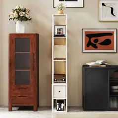 HOMCOM Floor Lamp with Shelves, LED Column Modern Standing Lamp with Fabric Drawer, Adjustable Brightness, Foot Switch for Living Room, Bedroom, Office, White - 9