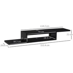 HOMCOM Floating TV Unit, Wall Mounted TV Stand with Open Shelf and 2 Cable Holes, Entertainment Unit for Living Room, Black - 3