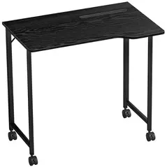 HOMCOM Folding Small Desk on Wheels - Black Wood Effect - 1