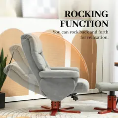 HOMCOM Faux Microfibre Leather Manual Recliner and Footstool Set - Grey - 5