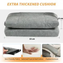 HOMCOM Faux Leather Office Chair, with Inflatable Lumbar - Grey - 6