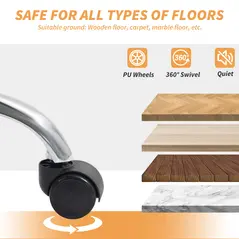 HOMCOM Faux Leather Office Chair, with Inflatable Lumbar - Grey - 8