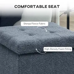 HOMCOM Foldable Sherpa Fleece Storage Ottoman - Blue - 5