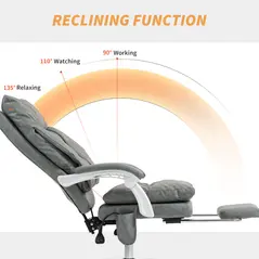 HOMCOM Faux Leather Office Chair, with Inflatable Lumbar - Grey - 7