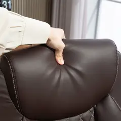 HOMCOM Faux Leather Office Chair. with Flip-Up Armrests - Brown - 9