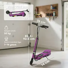 HOMCOM Foldable Electric Kids Scooter, Ride-on for Ages 7-14 Years, Purple - 3