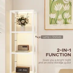 HOMCOM Four-Shelf Floor Lamp - White - 4