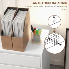 HOMCOM Four-Drawer Office Filing Cabinet, with Wheels - White - 6