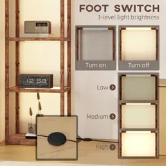 HOMCOM Four-Shelf Floor Lamp - Rustic Brown - 5