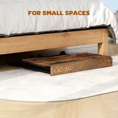 HOMCOM Folding Small Desk on Wheels - Rustic Brown - 4