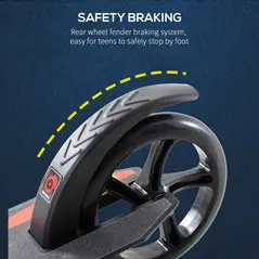 HOMCOM Foldable Kick Scooter with Double Shock Absorption and Big Wheels, Height Adjustable Aluminium Frame Big Wheel Scooter for 14+ Teens Adult - Black - 7